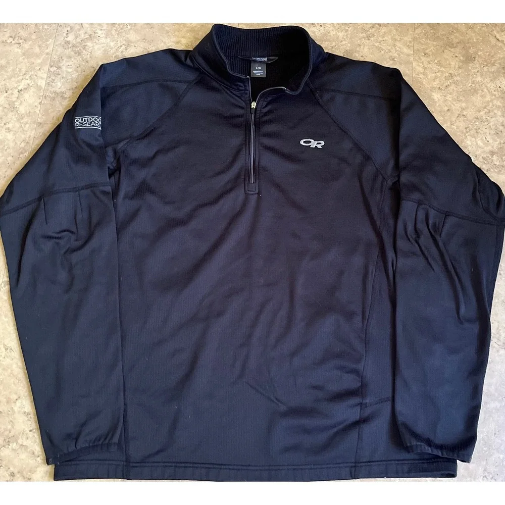 Outdoor Research Mens Black 1/4 Zip Grid Fleece Pullover Active Top Large
